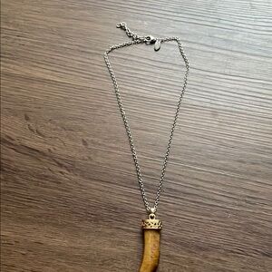 Vintage Faux Amber Horn Pendant Necklace